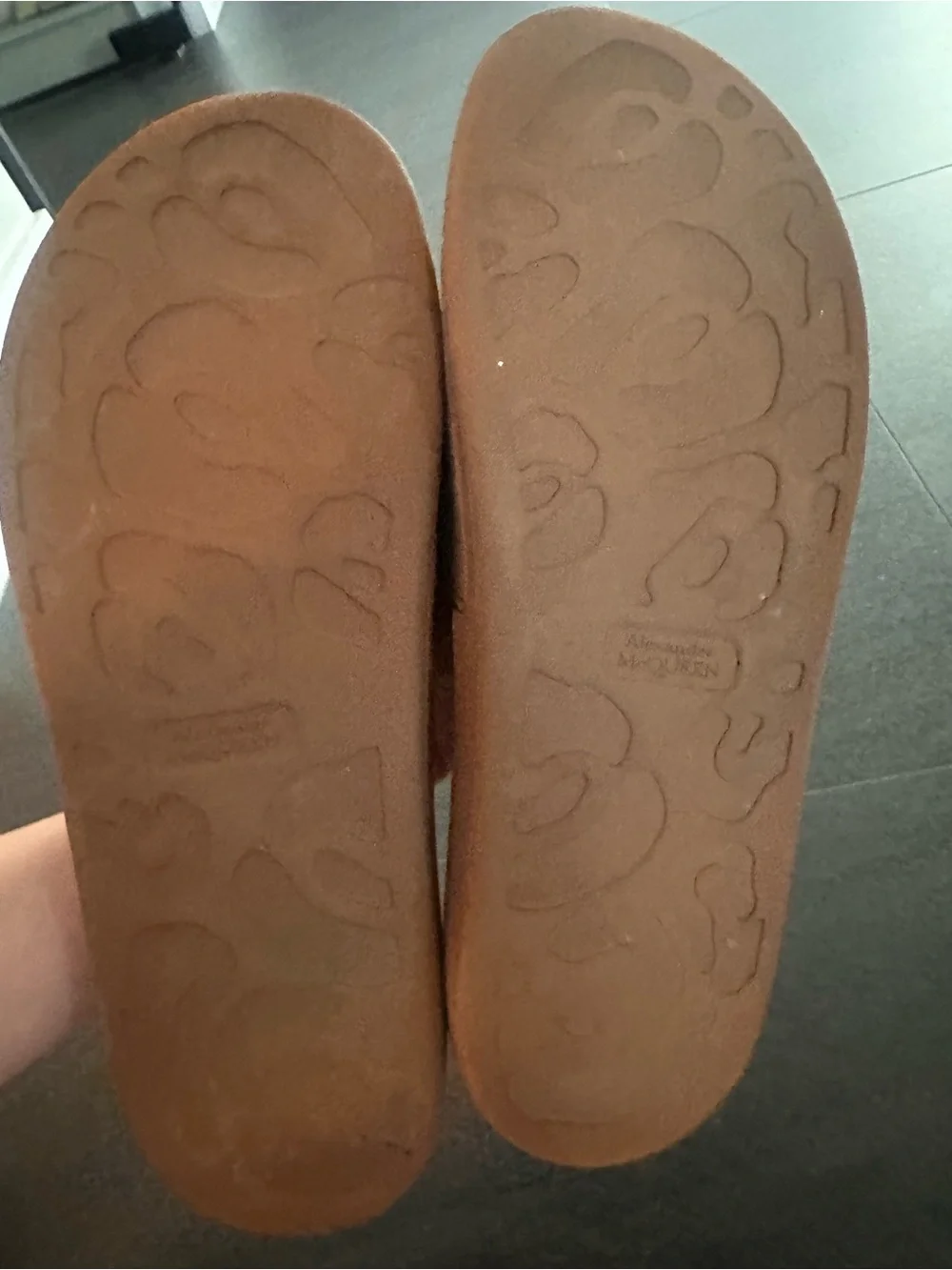 Alexander McQueen Brown Logo Slide Sandals with Raised Branding